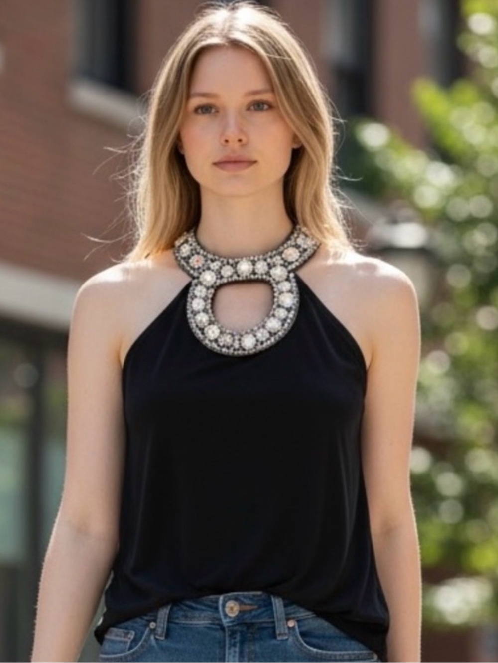 Max & Co. Black Embellished Sleeveless Tank Top